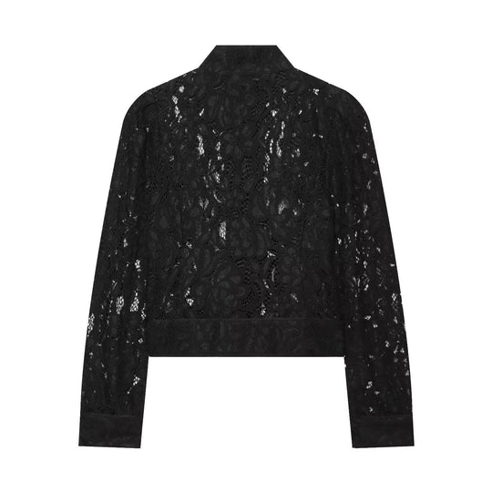 Damen Cropped Spitzenjacke mit floralem Allover-Spitzendesign und Stehkragen Shop Nory