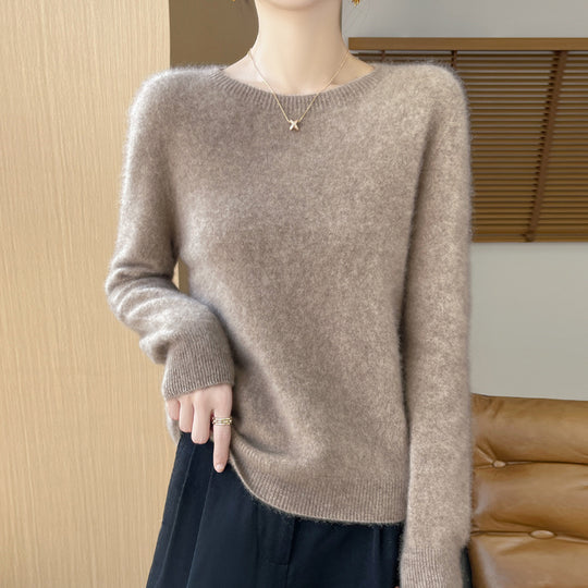 Damen Weicher Mohair‑Optik Rundhals‑Pullover mit feinem Rippsaum und leichter Oversize‑Passform Shop Nory