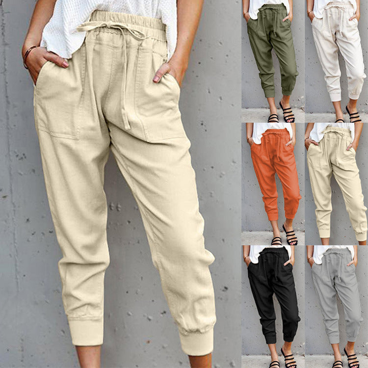 Damen Jogginghose mit elastischem Bund, Tunnelzug und Beinbündchen Shop Nory