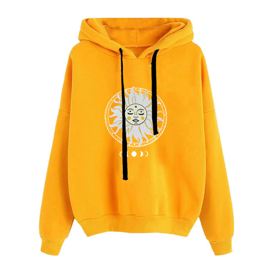 Damen nan lässiger Oversize Kapuzenpullover mit Herz‑und‑Pfotenprint, Kordelzug und gerippten Bündchen Shop Nory