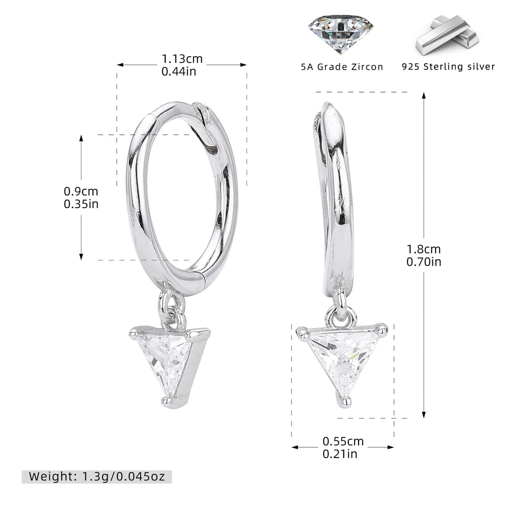 Damen Ohrhänger mit elegantem Dreiecks-Zirkonanhänger aus 925 Sterling Silber Shop Nory