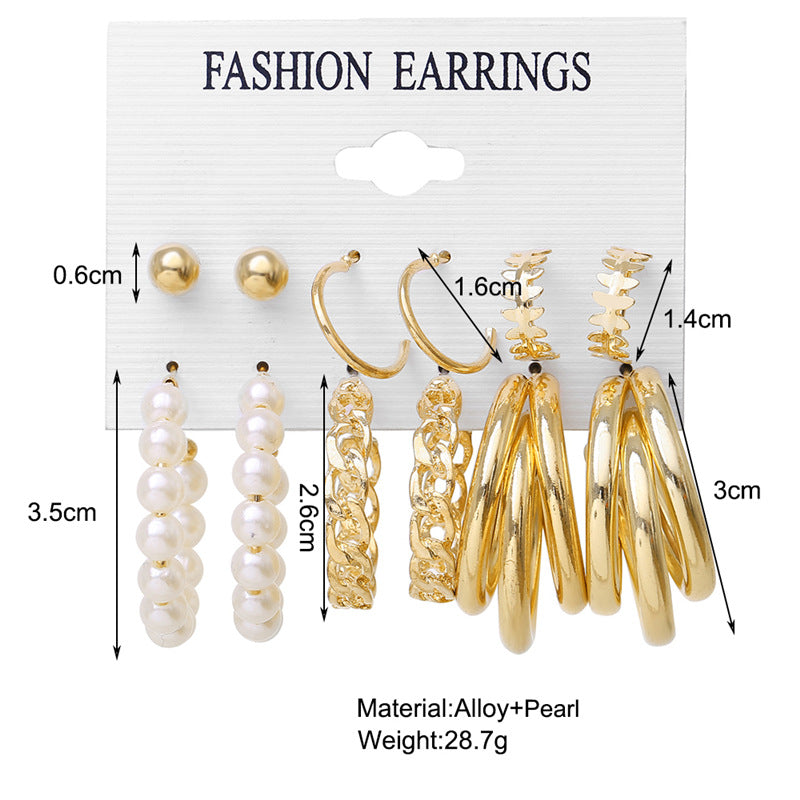 Damen Ohrringe Set mit elegantem Perl- und goldfarbenem Design Shop Nory