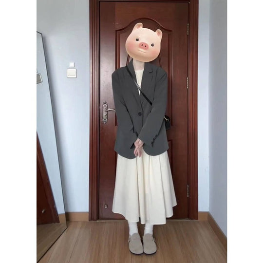 Damen Oversize Einreihiger Blazer mit lässigem Schnitt und aufgesetzten Taschen Shop Nory