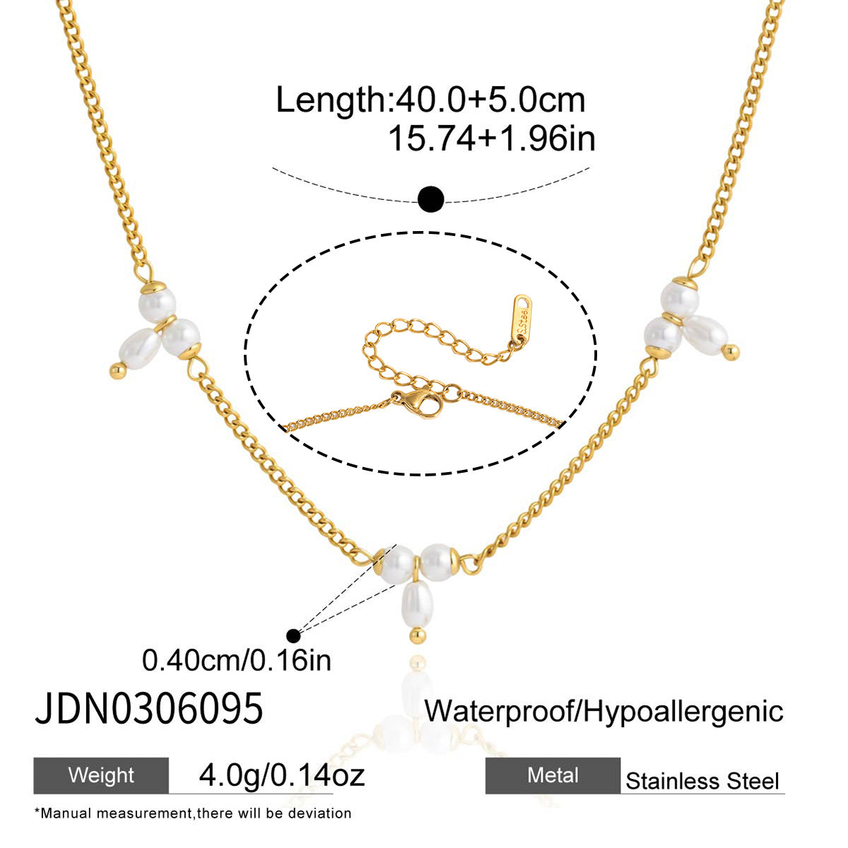 Damen Elegante und modische Halskette mit Perlen und goldfarbener Veredelung Shop Nory