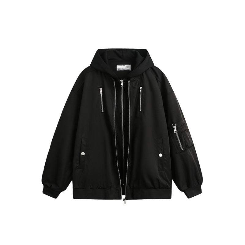Unisex Boxy Bomberjacke mit integriertem Kapuzenlayer und multifunktionalen Taschen Shop Nory