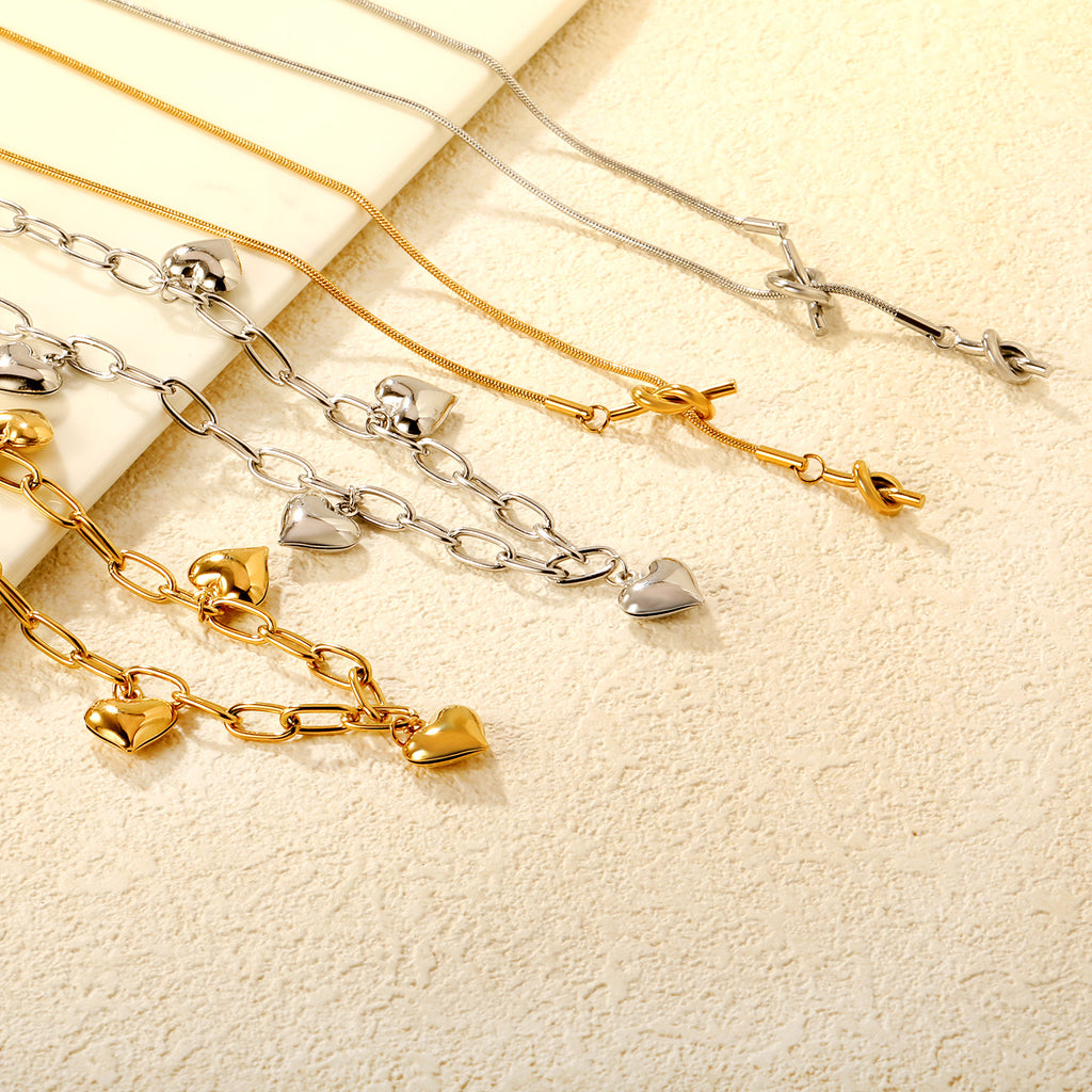 Damen elegante Edelstahl Halskette mit kunstvollem Knoten-Design Shop Nory