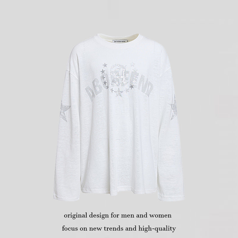 Damen Oversize-Longsleeve aus Baumwolljersey mit Glitter-Sternenprint und Rundhalsausschnitt Shop Nory