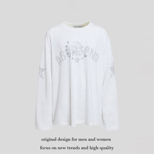 Damen Oversize-Longsleeve aus Baumwolljersey mit Glitter-Sternenprint und Rundhalsausschnitt Shop Nory