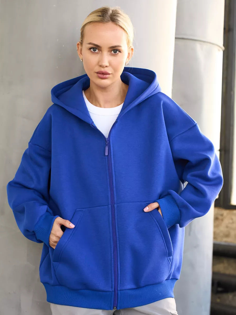 Damen Zip-Hoodie mit lässigem Schnitt und großen Taschen Shopnory