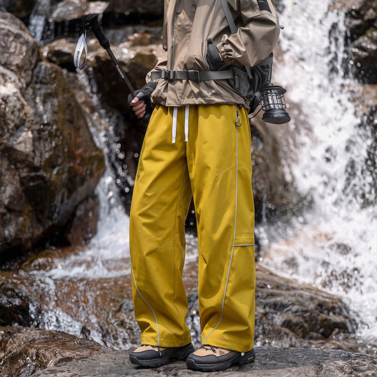 Unisex Wasserabweisende technische Cargo-Hose mit weitem Bein, Reißverschlusstaschen und Kordelzug Shop Nory