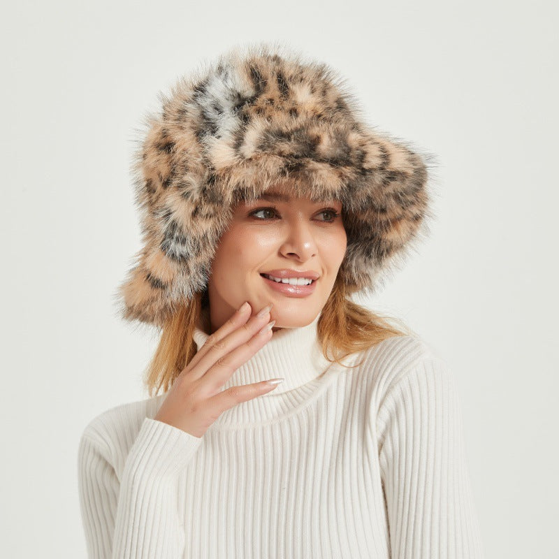 Damen Flauschiger Kunstpelz-Eimerhut mit breiter Krempe und wärmendem Teddyfutter Shop Nory