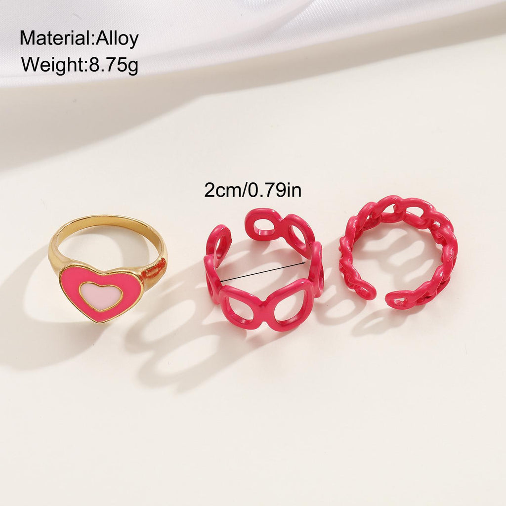 Damen kreatives Ring-Set mit verspieltem Herzmotiv und modernen Formen Shop Nory