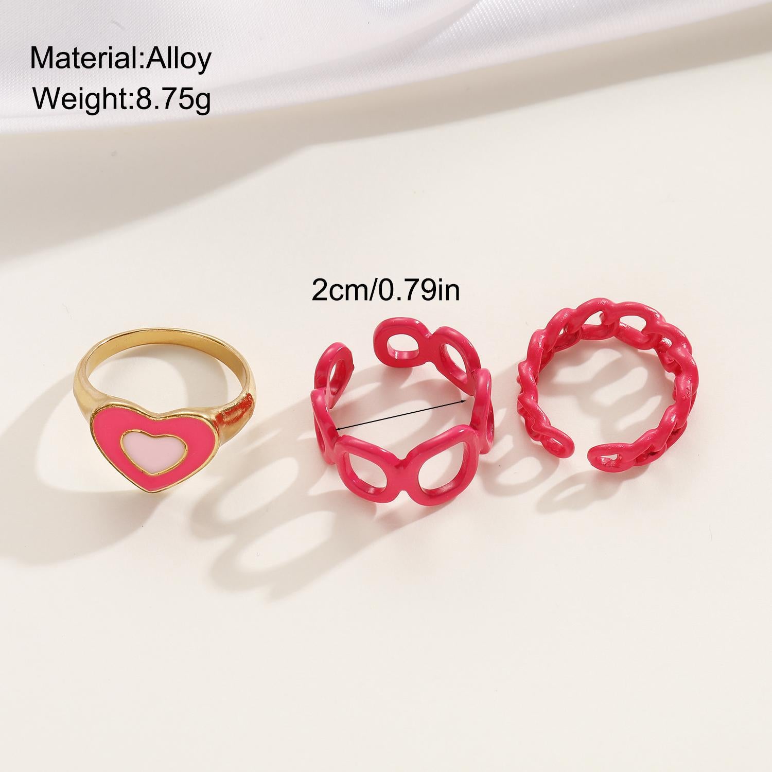 Damen kreatives Ring-Set mit verspieltem Herzmotiv und modernen Formen Shop Nory