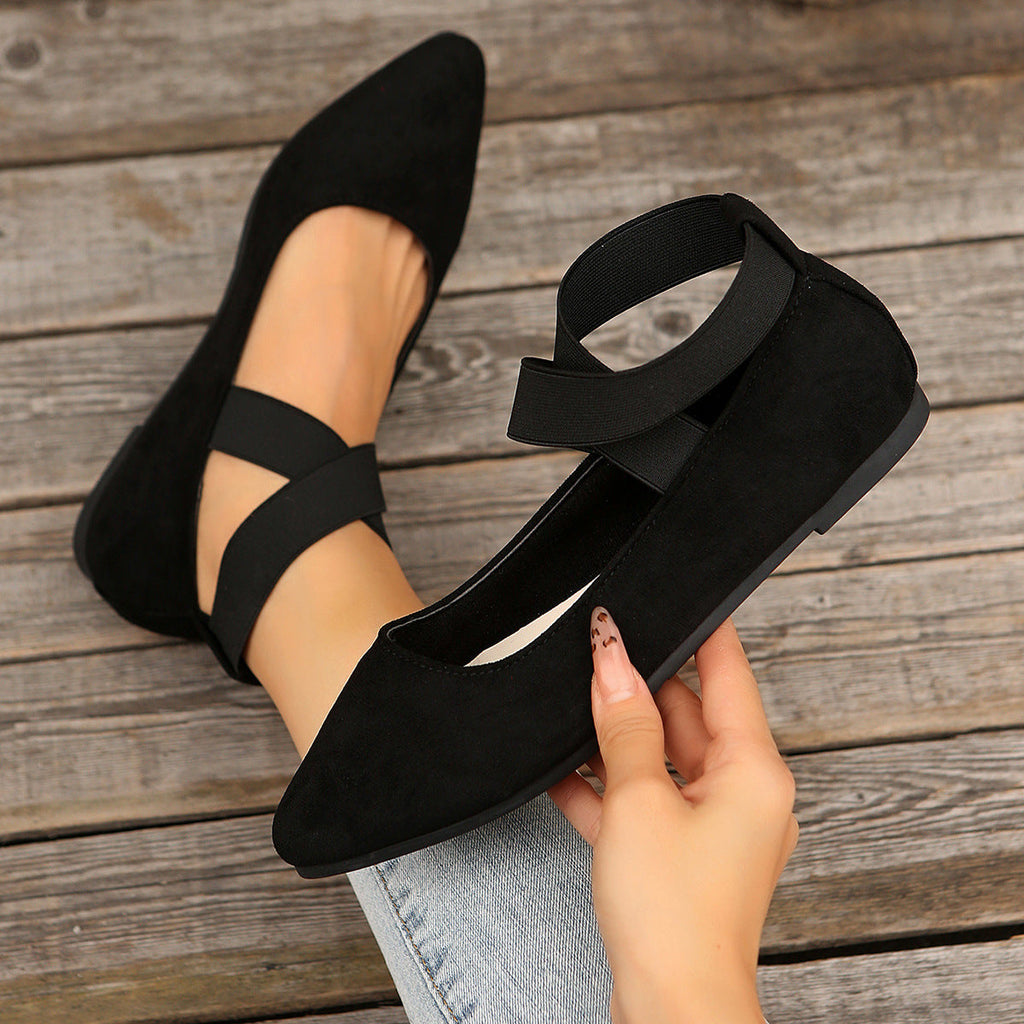 Damen Bequeme Ballerinas mit elastischem Riemchen und modischem Design