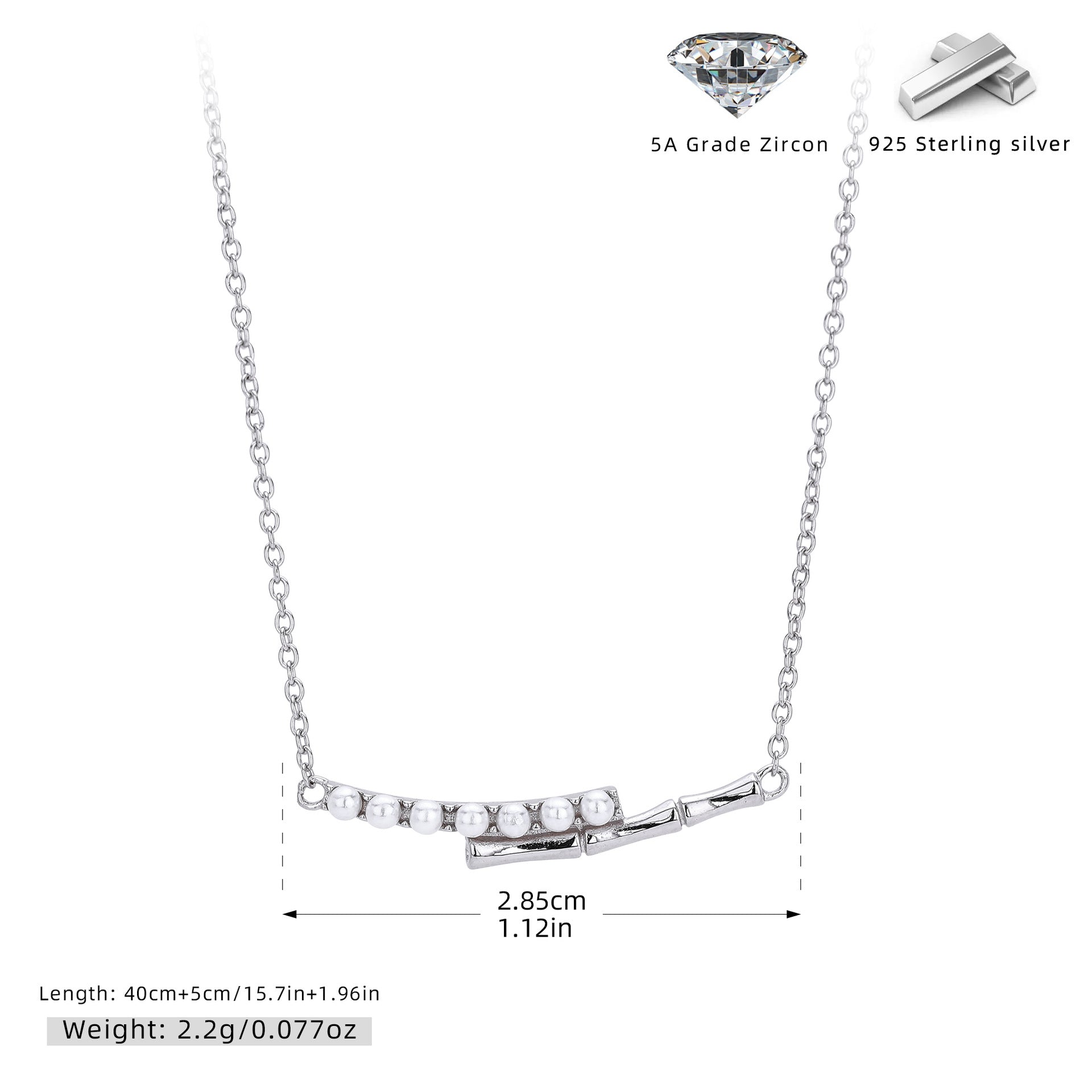 Damen Halskette mit einzigartigem Perlendesign aus 925 Sterling Silber Shop Nory