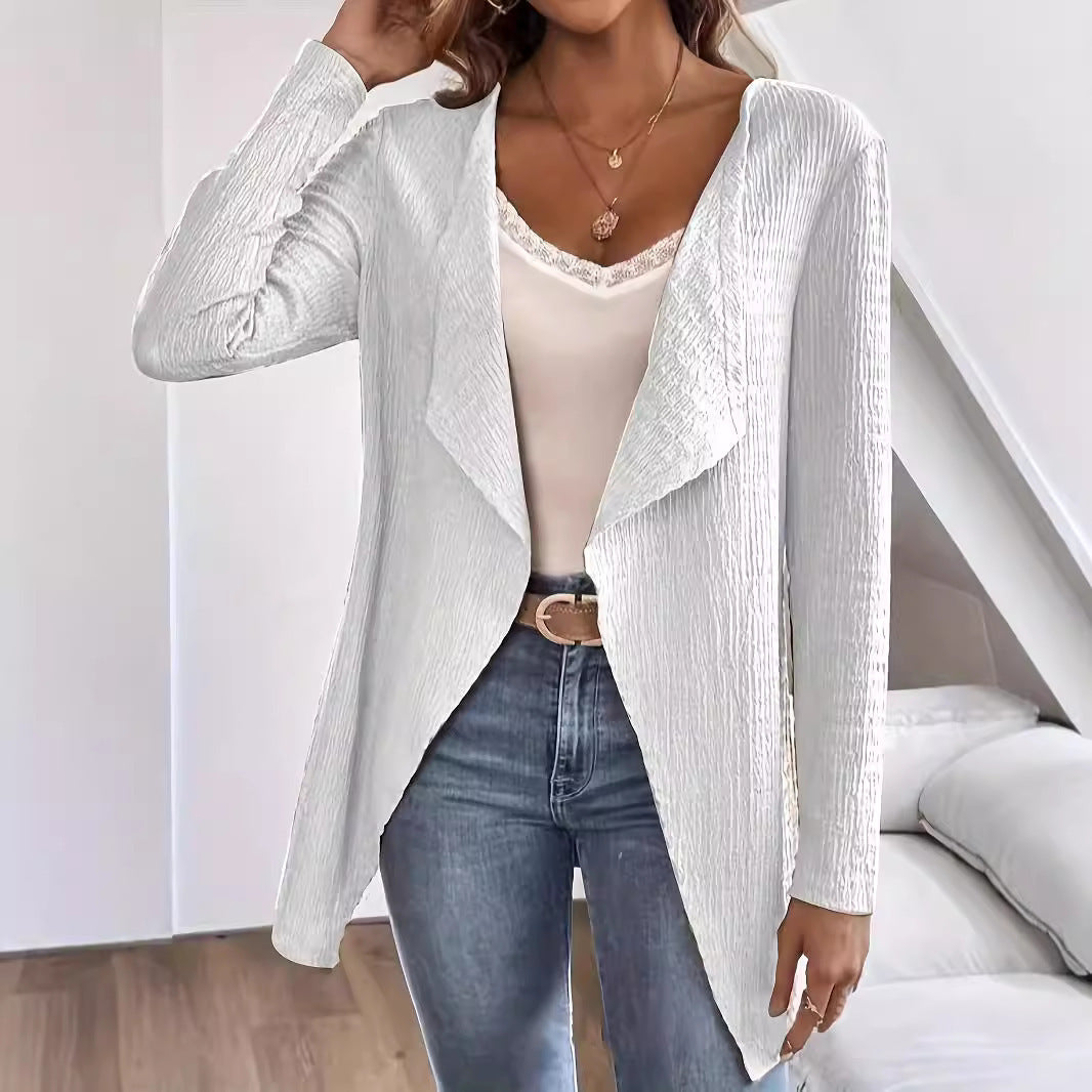 Damen Wasserfall-Blazer aus Crinkle-Struktur, leicht und offen Shop Nory