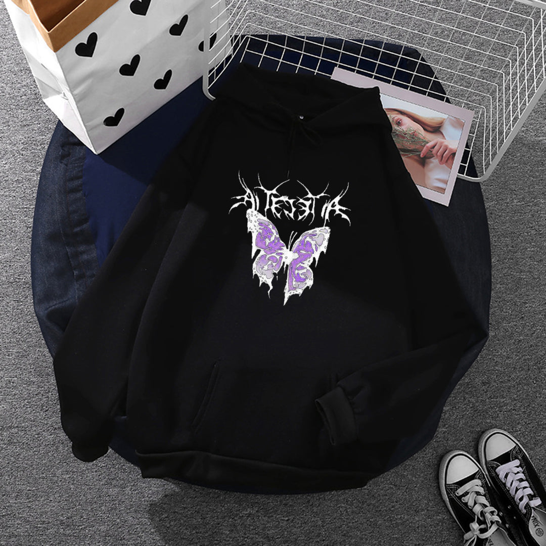 Damen nan leichter Oversize Kapuzenpullover mit Herz‑EKG‑Motiv, langen Kordeln und elastischem Bund Shop Nory