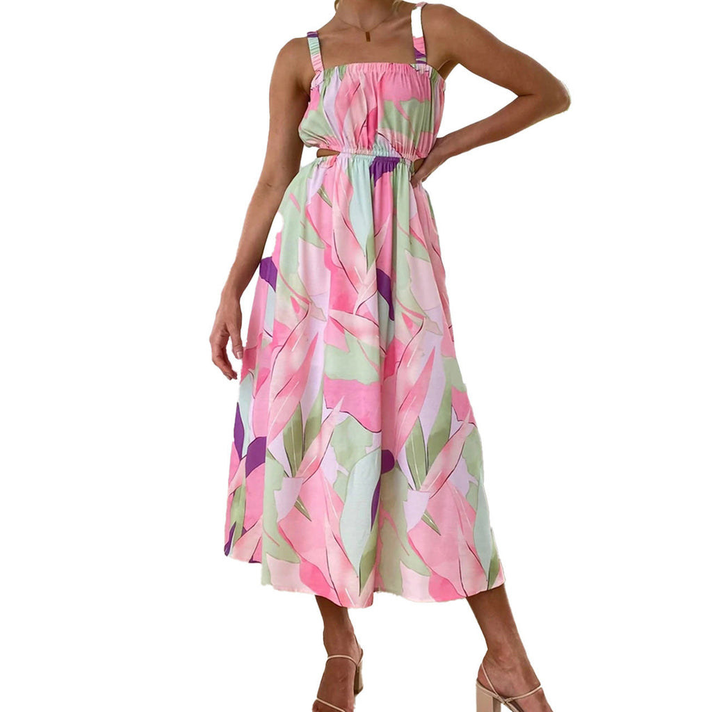 Damen Maxikleid mit elastischem Taillenzug und trägerfreiem Oberteil