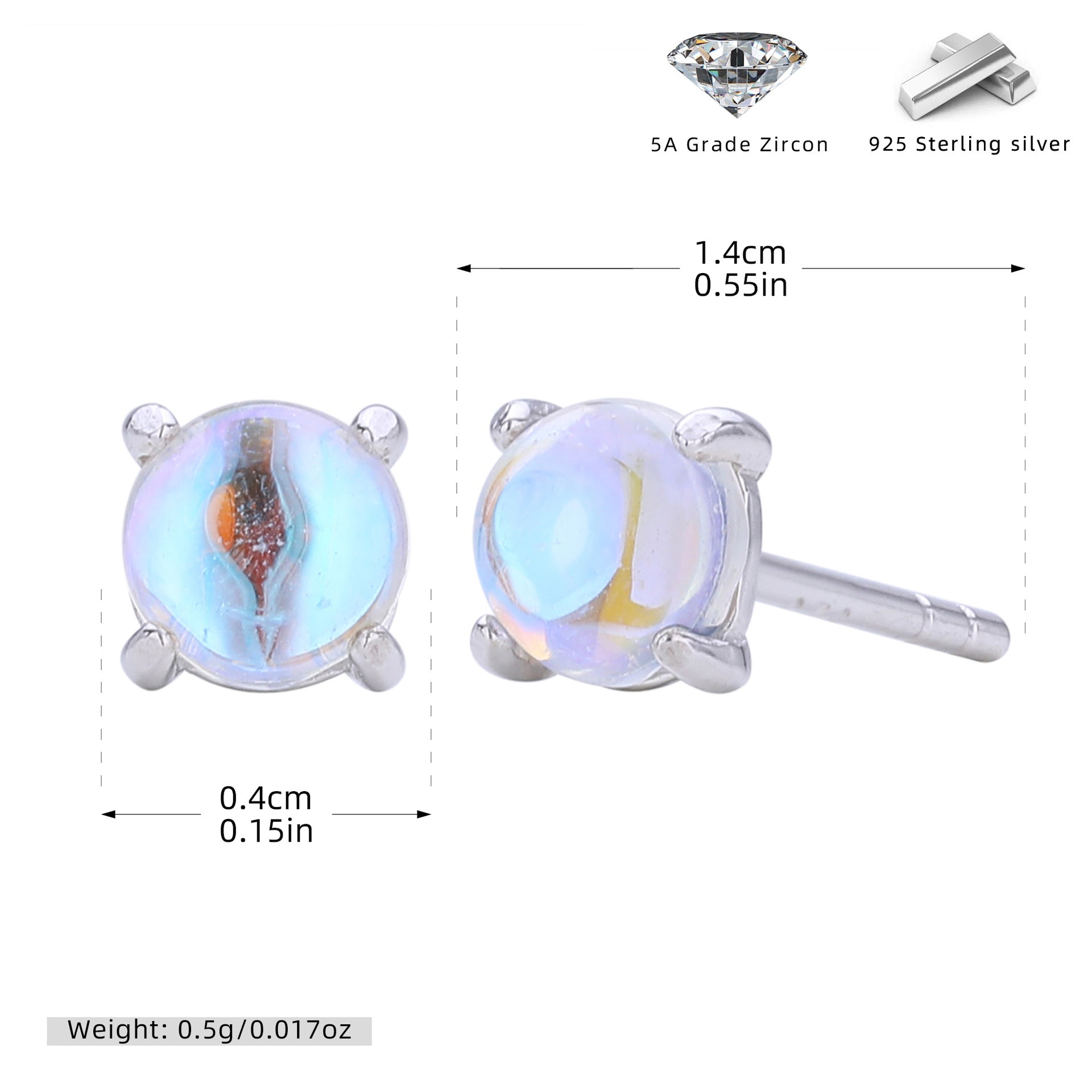 Damen Ohrstecker aus 925 Sterling Silber mit türkisfarbenem Zirkon Shop Nory