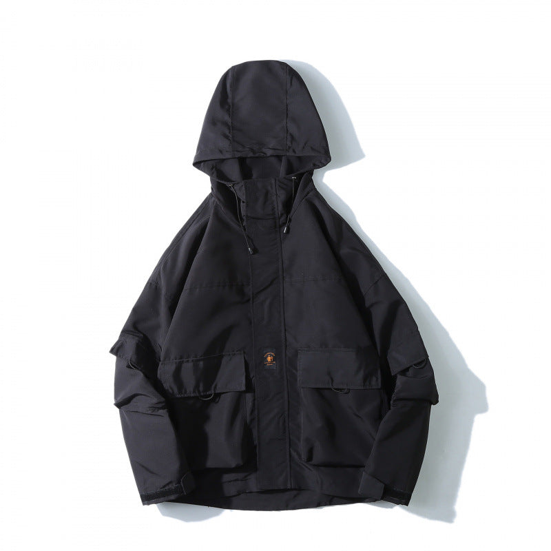Unisex Weitgeschnittene Utility-Softshelljacke mit Kapuze und Mehrfach-Taschen Shop Nory