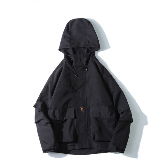 Unisex Weitgeschnittene Utility-Softshelljacke mit Kapuze und Mehrfach-Taschen Shop Nory