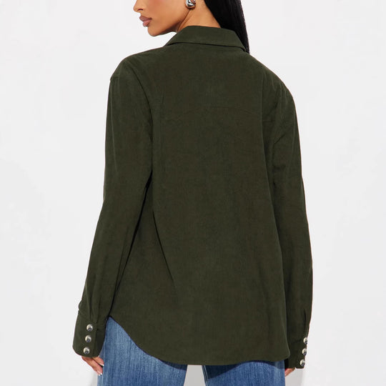 Damen Kord-Overshirt im Relaxed-Fit mit aufgesetzten Brusttaschen und Knopfleiste Shop Nory