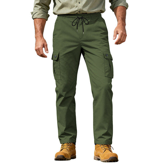 Herren nan robuste Freizeit-Cargohose mit elastischem Bund Tunnelzug und Mehrfachtaschen