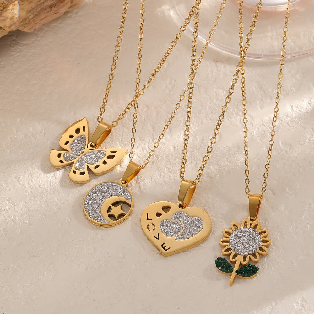 Damen Halskette mit herzförmigem Anhänger und funkelnden Zirkonia Shop Nory