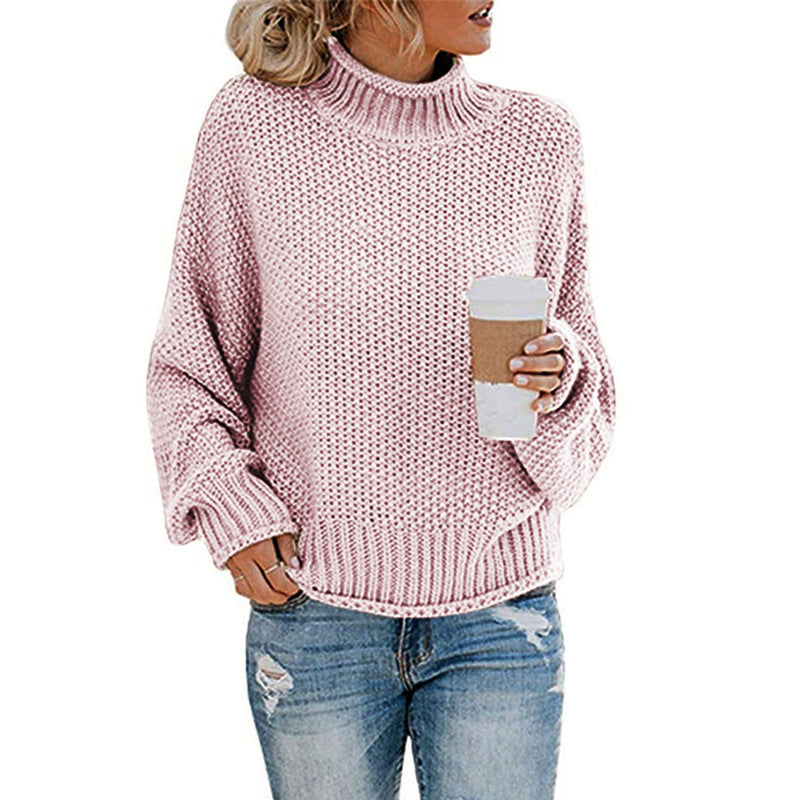 Damen Gemütlicher Pullover mit hohem Kragen und strukturierter Maschenoptik