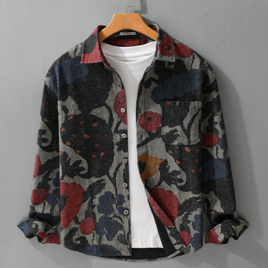 Herren Overshirt aus Flanell mit großfloraler Jacquard-Struktur Shop Nory