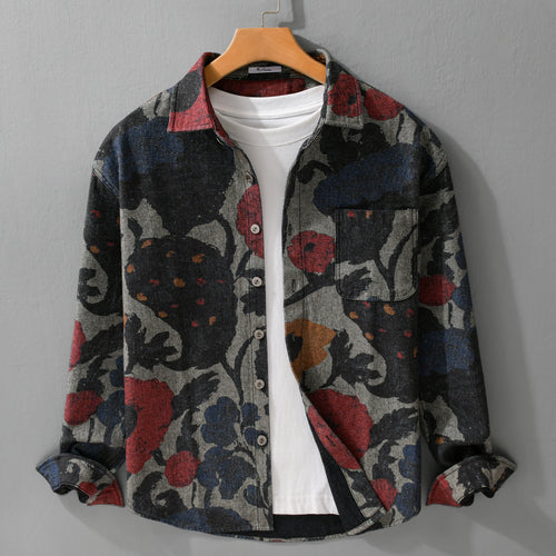Herren Overshirt aus Flanell mit großfloraler Jacquard-Struktur Shop Nory