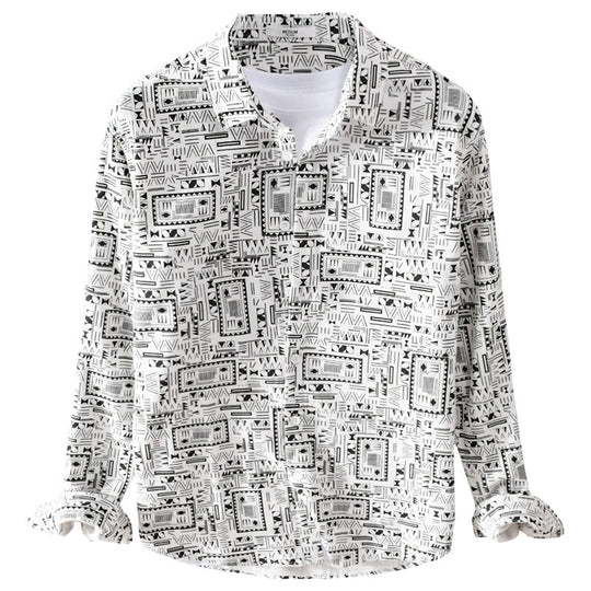Herren Langarmhemd im Overshirt-Stil mit geometrischem Ethno‑Print Shop Nory