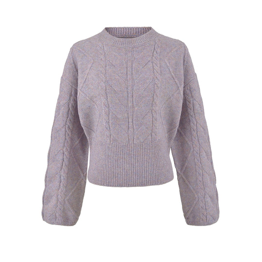 Damen Kurzer Zopfmuster-Strickpullover mit tailliertem Rippbündchen Shop Nory