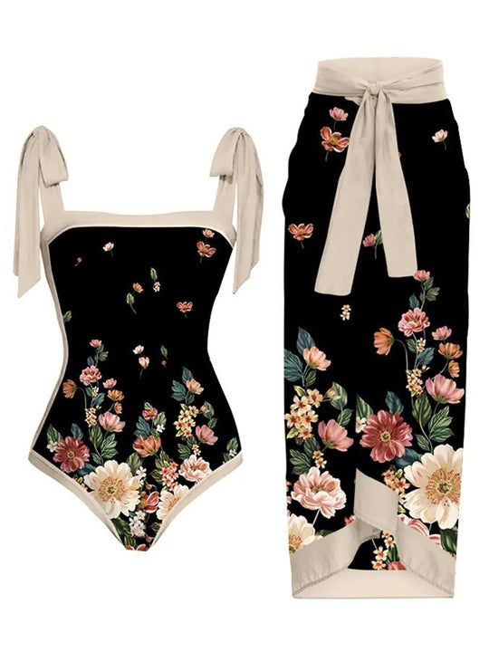 Damen Bademode-Set mit stilvollem Wickelrock Shopnory