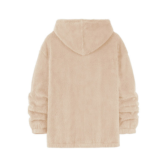 Unisex Kuscheliger Teddy-Fleece-Hoodie mit Chenille-Schriftzug Shop Nory