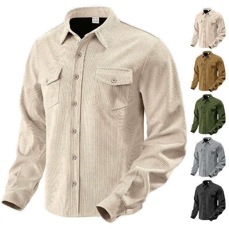 Herren Kordhemdjacke aus breitem Cord mit Pattentaschen und Hemdkragen Shop Nory