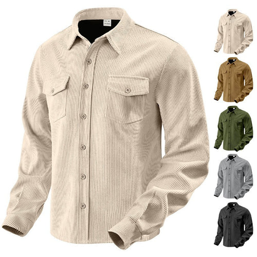 Herren Kordhemdjacke aus breitem Cord mit Pattentaschen und Hemdkragen Shop Nory