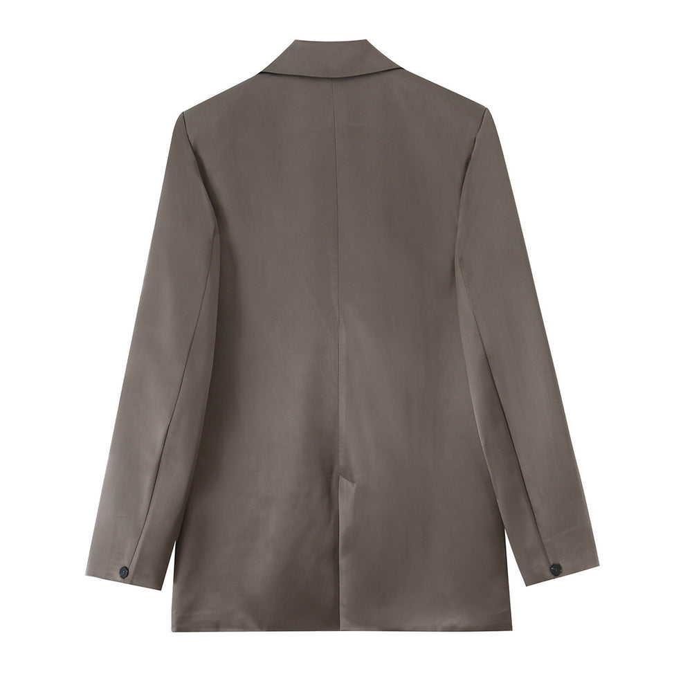 Damen Oversize Doppelreiher-Blazer aus satinierter Faux-Lederoptik Shop Nory