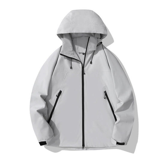 Damen wasserabweisende Outdoor-Jacke mit verstellbarem Kapuzenkragen und funktionalen Reißverschlusstaschen