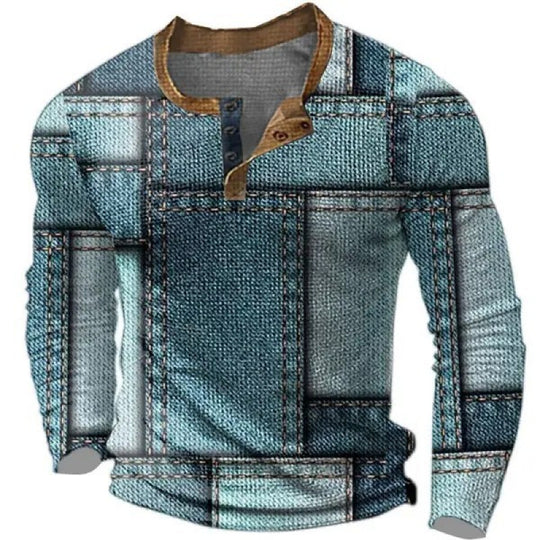 Herren Sportliches Langarmshirt mit Knopfleiste Shop Nory