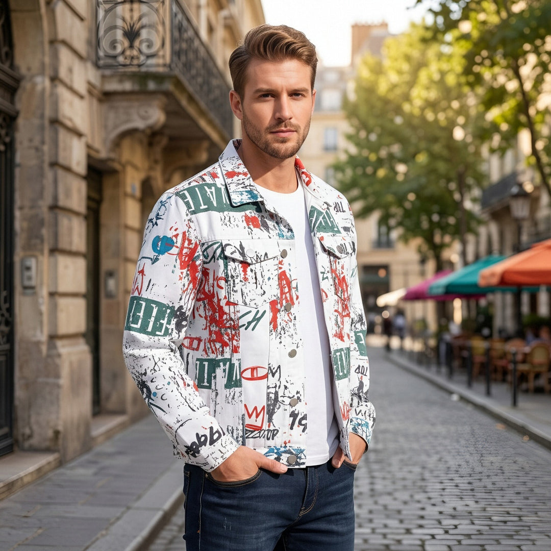 Herren Modische Jacke mit grafischen Prints Shop Nory