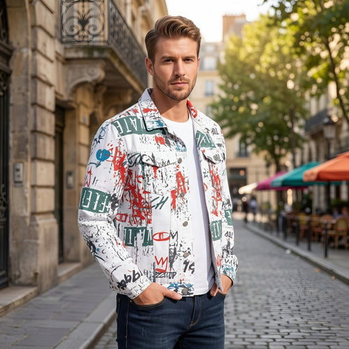 Herren Modische Jacke mit grafischen Prints Shop Nory