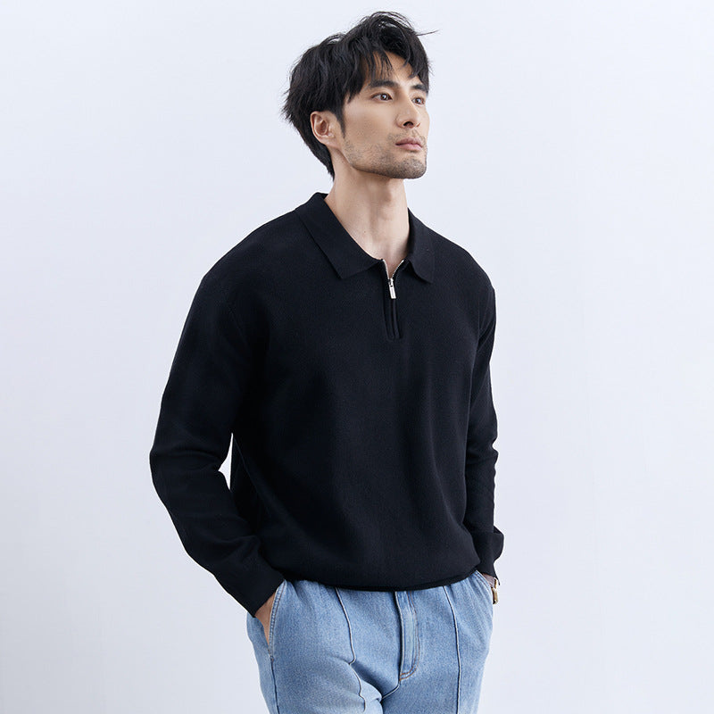 Herren Moderner Pullover mit Stehkragen und Reißverschluss Shop Nory