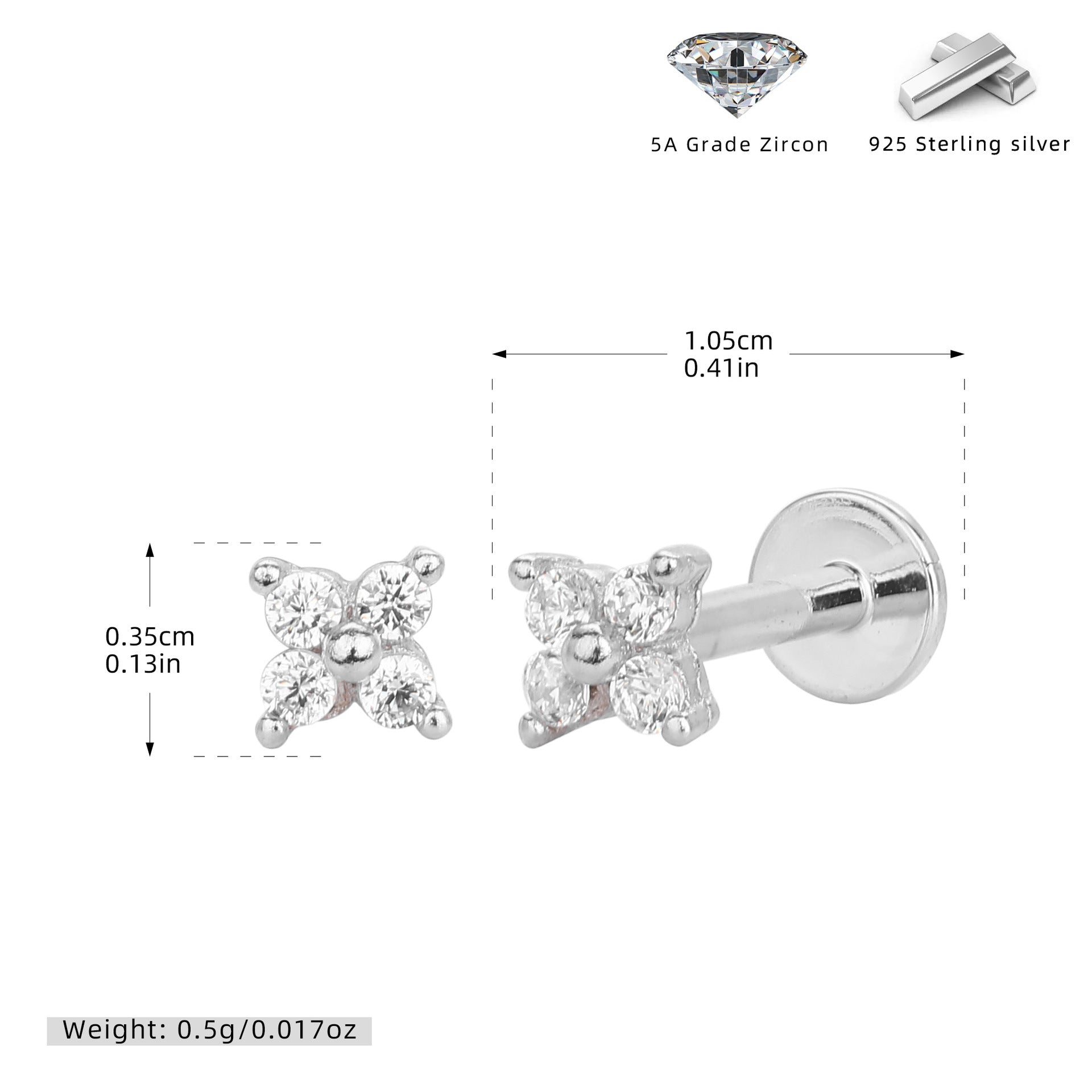 Damen Ohrstecker mit funkelnden Zirkonia-Elementen aus 925 Sterling Silber Shop Nory