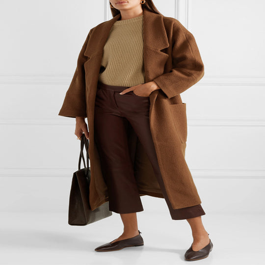Damen Langer Oversize-Mantel im Relaxed-Wollmix mit großem Schalkragen und aufgesetzten Taschen Shop Nory