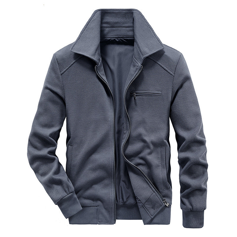 Herren texturierte Strick-Übergangsjacke mit Stehkragen und Reißverschluss Shop Nory