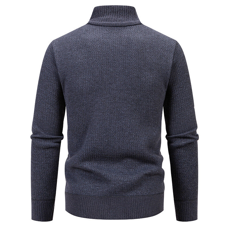 Herren Strukturierte Strickzipjacke mit Waffelstruktur, Stehkragen und Reißverschlusstaschen Shop Nory