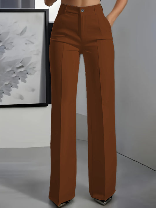 Damen Hochtaillierte Palazzo-Hose mit Bügelfalte und Eingrifftaschen Shop Nory
