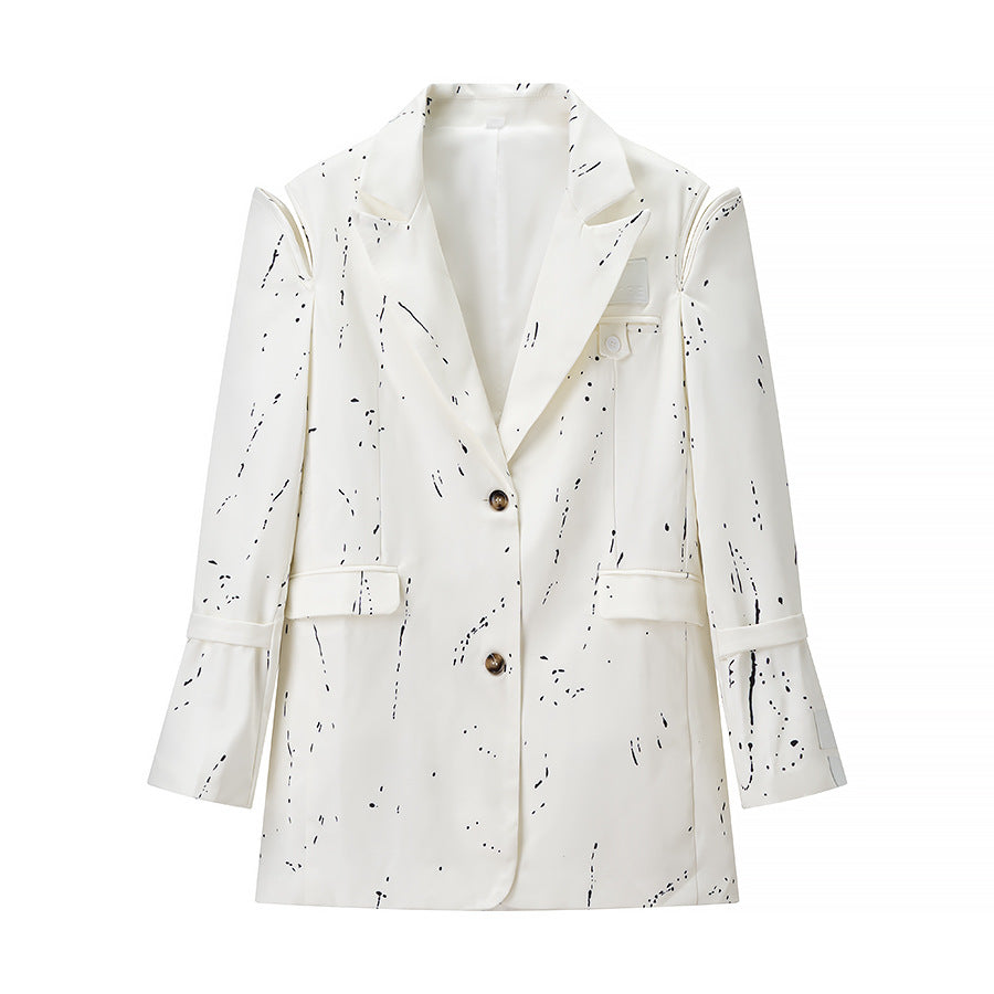 Damen Oversize-Blazer mit Cut-Out-Schultern und Paint‑Splatter‑Optik Shop Nory