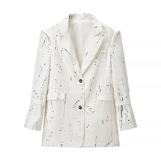 Damen Oversize-Blazer mit Cut-Out-Schultern und Paint‑Splatter‑Optik Shop Nory